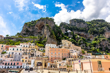 Fototapeta na wymiar  Italy, Atrani, Amalfi coast, panorama