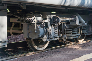Naklejka na ściany i meble close - up of the train wheel on the railway