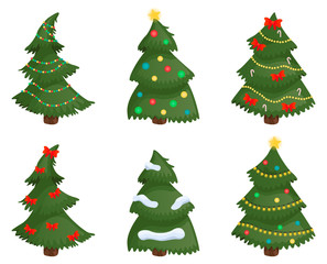 Christmas trees set isolated.