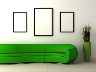 Blank frames and sofa