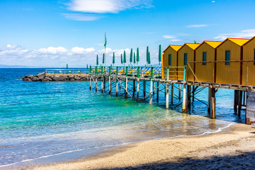 Italy, Sorrento, equipped coast for bathing