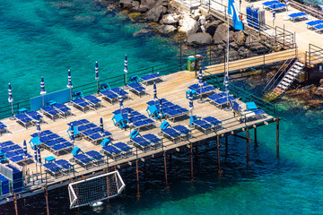 Italy, Sorrento, equipped coast for bathing