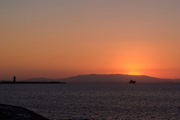 Sunset view over the bay in Izmir