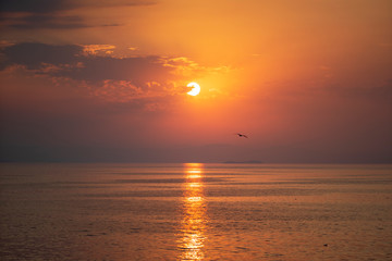 Beautiful sunset over The Marmara Sea in Istanbul / Turkey.