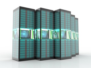 3d rendering Database storage network concept