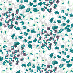 Seamless pattern wild design. Animal print with leopard spots. Watercolor effect. Suitable for bed linen, leggings, shorts and fashion industry.