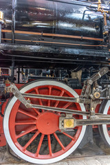 Fototapeta na wymiar View and details of an old restored steam train
