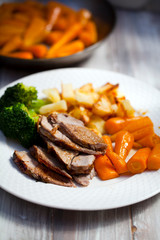 Roast dinner with beef