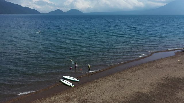 夏の支笏湖 ４K空撮 / 北海道の観光イメージ
