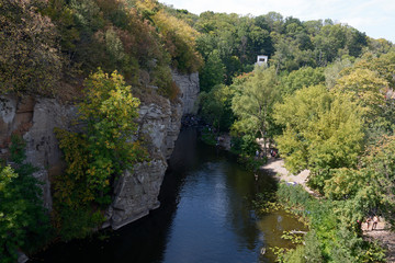 Fototapeta na wymiar View of rocks and the river of the Buksky canyon, Ukraine