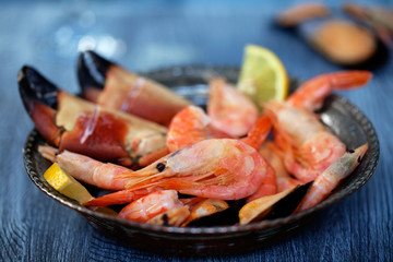 Assortment of  cooked seafood
