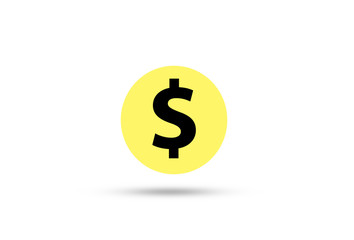 US dollar sign on white background.US dollar is main and popular currency of exchange in the world.Investment and saving concept.