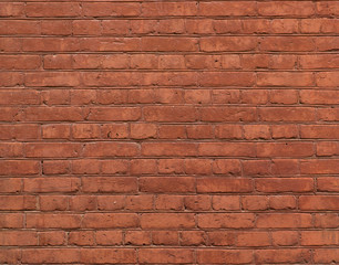 Full frame image of the old painted red brick wall. High resolution texture for 3d models, background, poster, collage in loft, urban, vintage or grunge style