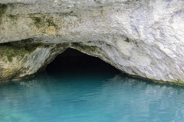 Cave with the blue water lake, natural cave with water - Image