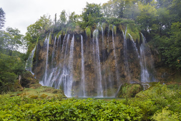 Beautiful landscape with the waterfall in Plitvice national park, Croatia - Image