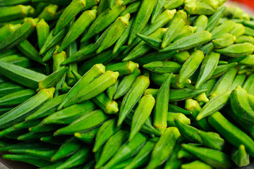 okra or lady's finger in Indian vegetable  Market