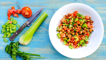 Fresh Vegetarian Mixed Bean Summer Salad
