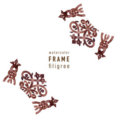 Watercolor frame with Filigree pattern