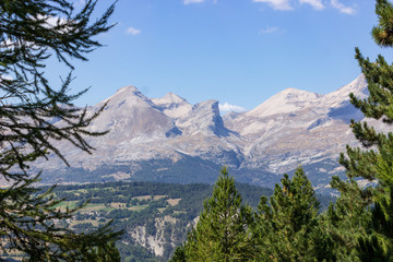 Scenic view of the Devoluy mountains on a warm summer's day