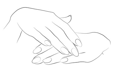 Vector illustration of hands in simple outline style