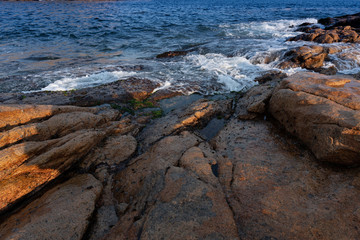 Sea, wave and Rock under the blue sky in Hong Kong