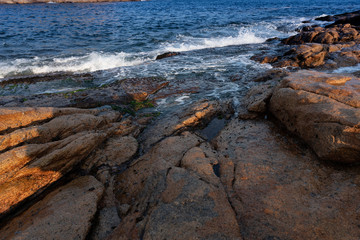 Sea, wave and Rock under the blue sky in Hong Kong