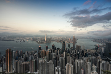 Hong Kong building with sea angle from Victoria Peak