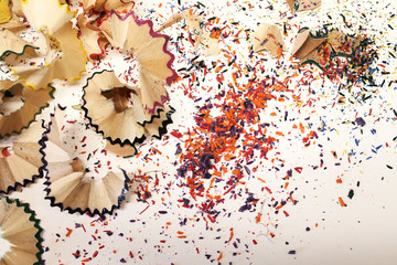 Art. Shavings from colored pencils. Bright color