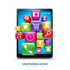 Multimedia icons tablet illustration