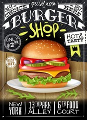 Realistic burger poster