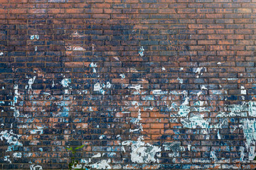 Old Weathered Damaged Red Bricks Wall