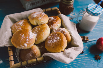 Apple Pies with a glass milk
