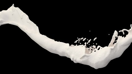 4K slow motion 3D vortex milk flow with a splashes isolated on a black background with alpha matte - Powered by Adobe