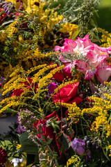 Floristic bouquet of flowers, herbs and fruits that are the symbol of summer
