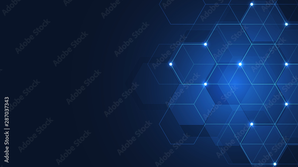 Wall mural vector hexagons pattern. geometric abstract background with simple hexagonal elements. medical, tech