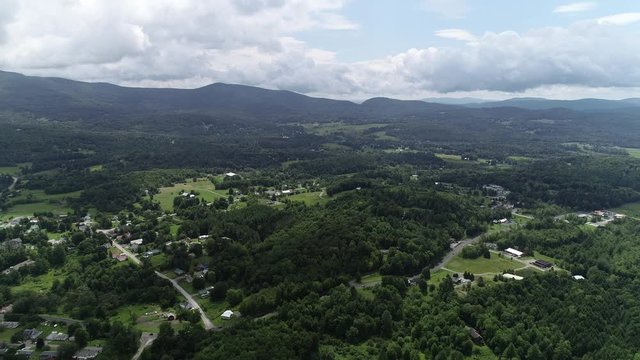 4K aerial establishing shot of Waterbury Reservoir, near Waterbury, Vermont
