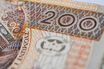 Fototapeta na wymiar Portiion of one hundred zloty banknote