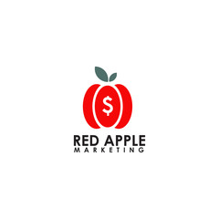 Red apple marketing logo design vector template