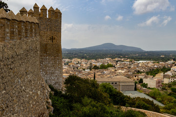 Obraz premium Panoramic view from castle San Salvador over the city of Arta at the east coast of balearic island Mallorca, Spain