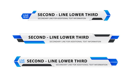 Vector video headline title or television news bar design template isolated on white background
