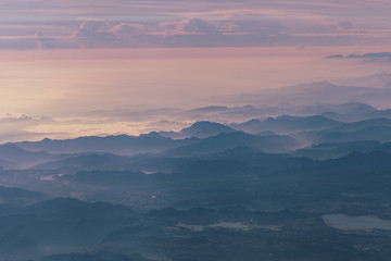 Fototapeta premium Mountains and vistas seen from the air from Mexico City to Monterrey.