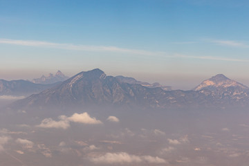 Mountains and vistas seen from the air from Mexico City to Monterrey.