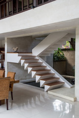 Modern indoor stairs, Minimalistic stairs in modern villa interior