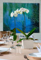 Elegant simple dinner table arrangement