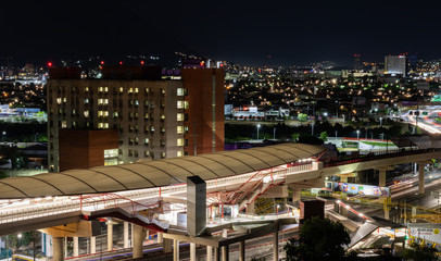Obraz premium MONTERREY, NUEVO LEON / MEXICO - July 12, 2019: A new rail system station to be inaugurated in the future in Monterrey.