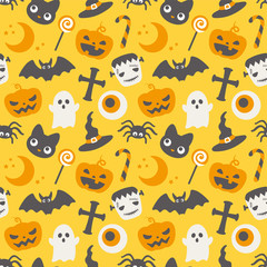 ハロウィン　シームレスパターン背景素材