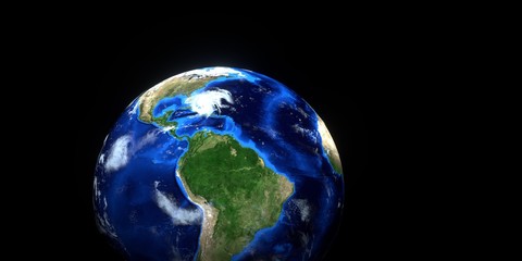 Extremely detailed and realistic high resolution 3d illustration of Hurricane Dorian approaching the US east coast. Shot from Space. Elements of this image are furnished by NASA.