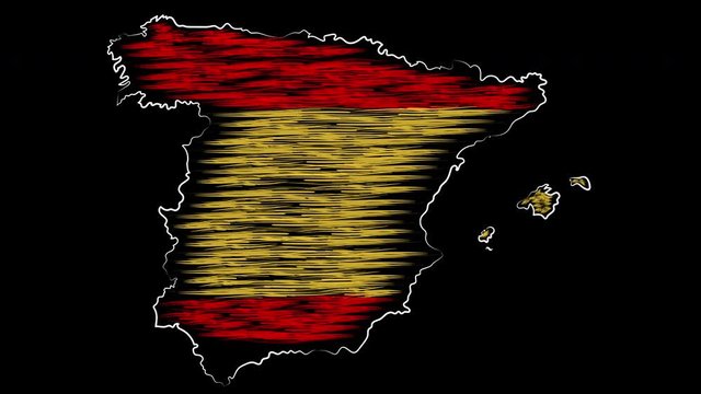 Palma de majorca Spain coloring the map and flag. Motion design.