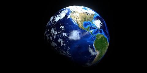 Extremely detailed and realistic high resolution 3d illustration of Hurricane Dorian approaching the US east coast. Shot from Space. Elements of this image are furnished by NASA.