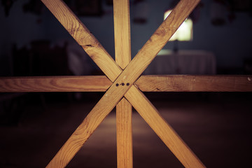 wooden barrier in front of a room